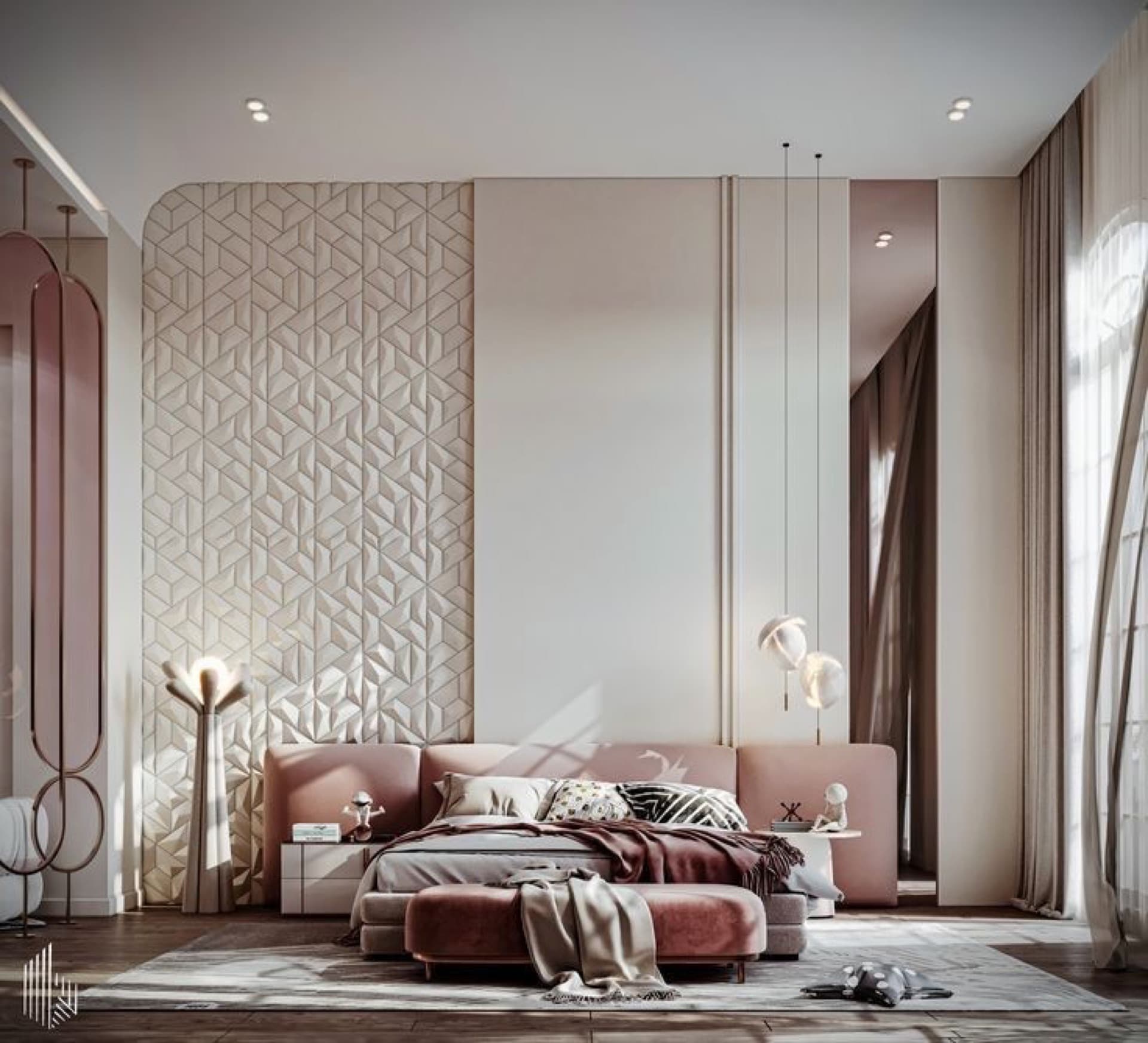A softly lit master bedroom by SpaceMitra